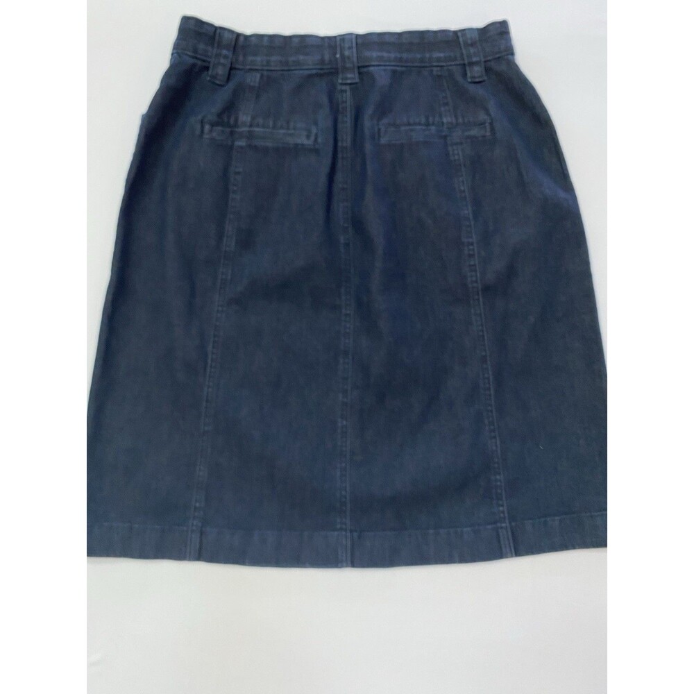 L.L. Bean Classic Fit Denim Skirt Dark Wash Blue Stretch Knee Length Size 10 - Picture 7 of 7